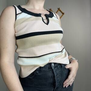 Vintage 90s Emma James Ribbed Striped Sweater Tank Size Small
